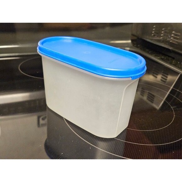 Vintage Tupperware Oval Modular Mates 4.5" 1612-1 With Blue Lid - Picture 2 of 8